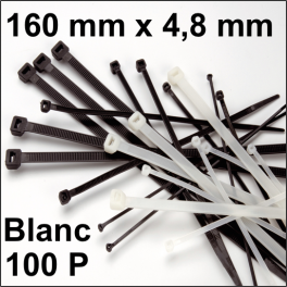 100 Colliers de serrage. Serre-câbles attache-câbles Blanc 160 x 4,8 mm 