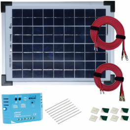 Kit panneau solaire polycristallin 10W 12V av régulateur 5A et accessoires de câblage