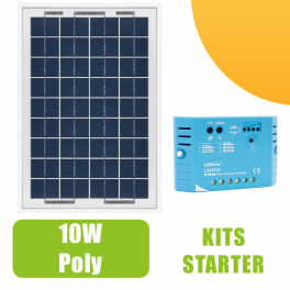 Kit panneau solaire polycristallin 10W 12V et régulateur 5A