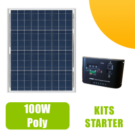 Kit panneau solaire Polycristallin 100W 12V et régulateur 10A