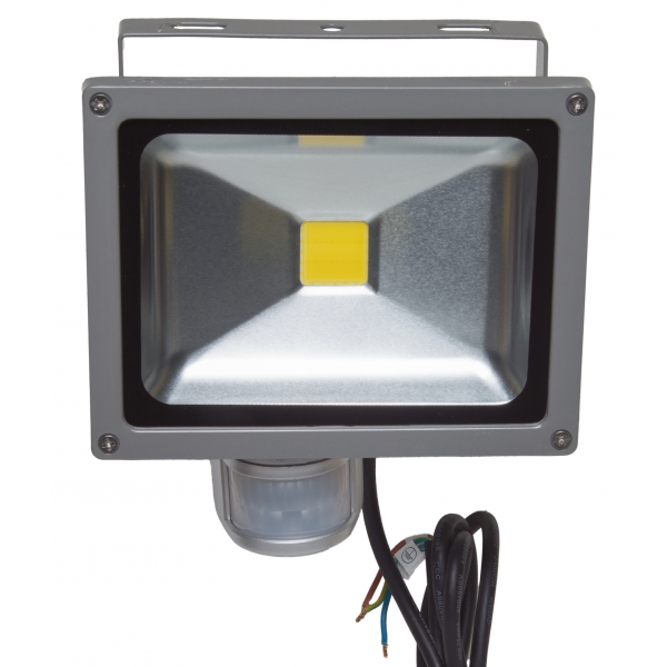Projecteur LED Noir 20W (100W) à Détecteur IP65 1600lm - Blanc Naturel  4500K