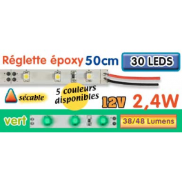Réglette LED époxy 50 cm 2W4 12V vert