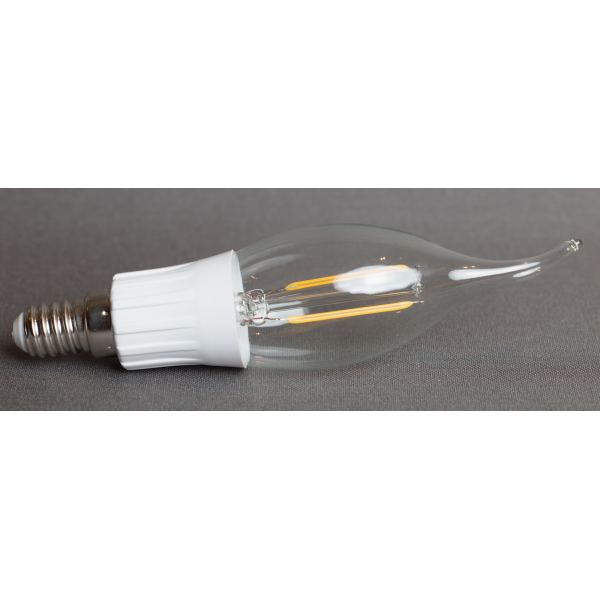 Ampoule LED Filament E14 2W rendu 20W 45 mm Blanc Chaud.