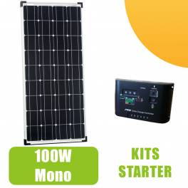 Kit panneau solaire monocristallin 100W 12V et régulateur 10A