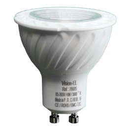 Spot LED 6W 230V à culot GU10 blanc chaud angle 80° à 4,90